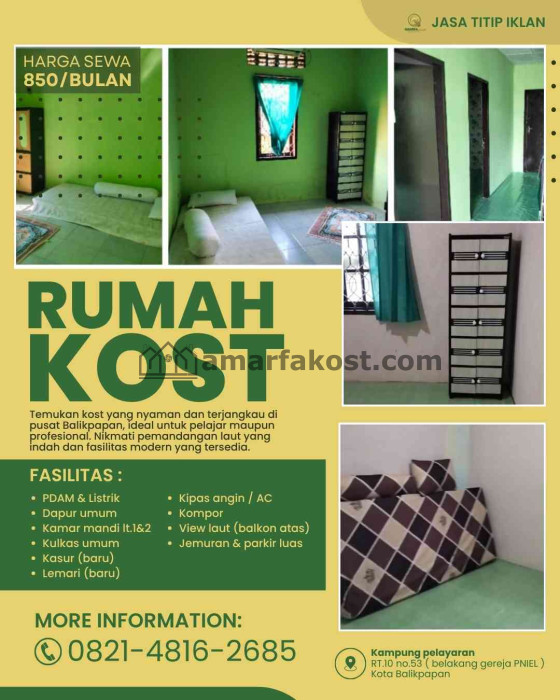 Rumah Kost Prapatan Balikpapan Kota