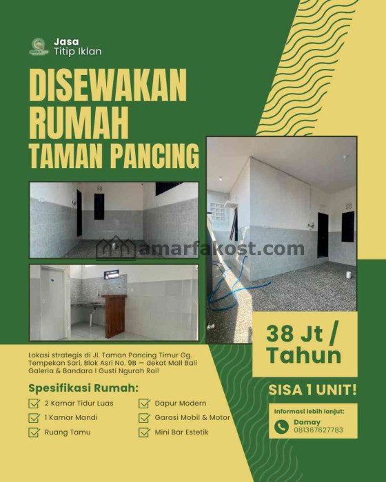 Di sewakan rumah Taman Pancing Timur lokasi super strategis!!