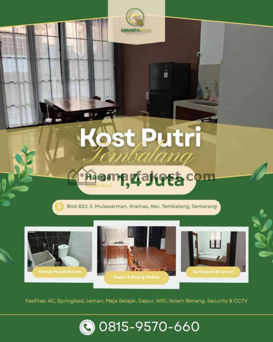 Kost Putri area Tembalang Mulawarman