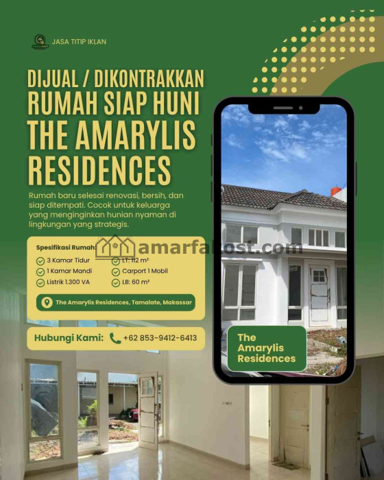 DIJUAL / DIKONTRAKKAN RUMAH SIAP HUNI – THE AMARYLIS RESIDENCES