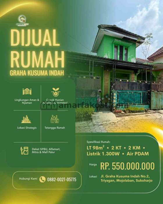 DIJUAL RUMAH di Graha Kusuma indah