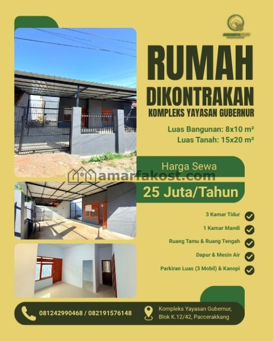 RUMAH DIKONTRAKAN KOMPLEKS YAYASAN GUBERNUR, PACCERAKKANG. - foto 1