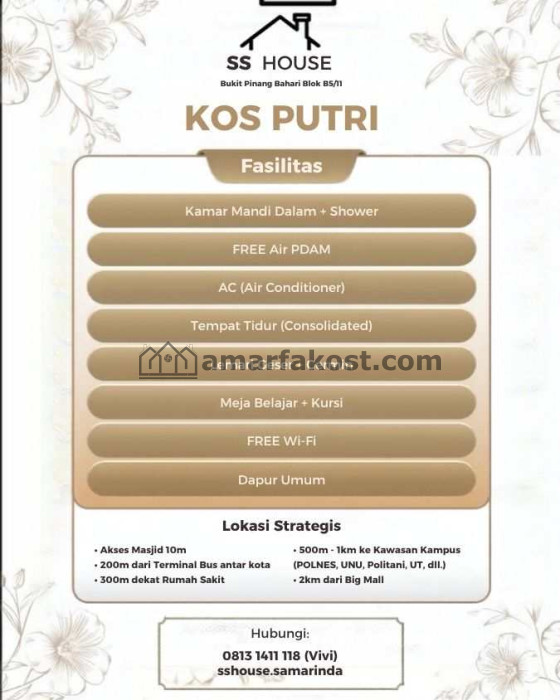 SS HOUSE Kost Putri Samarinda Seberang 