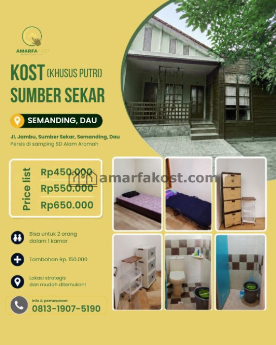  KOST SUMBER SEKAR – Khusus Putri SEMANDING, DAU