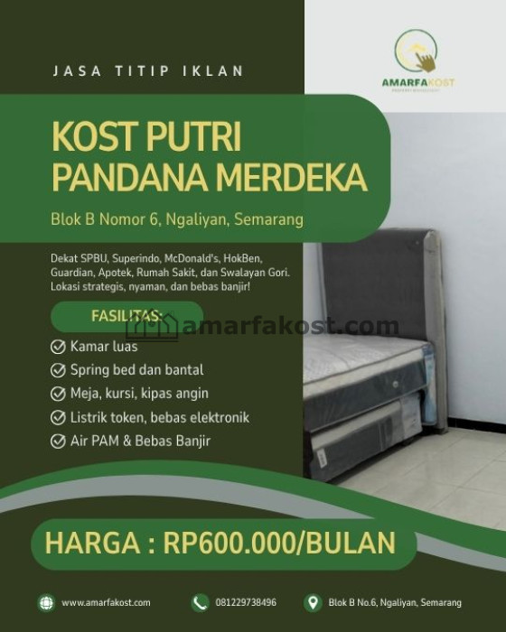 Kost Putri  Pandana Merdeka, Ngaliyan, Semarang